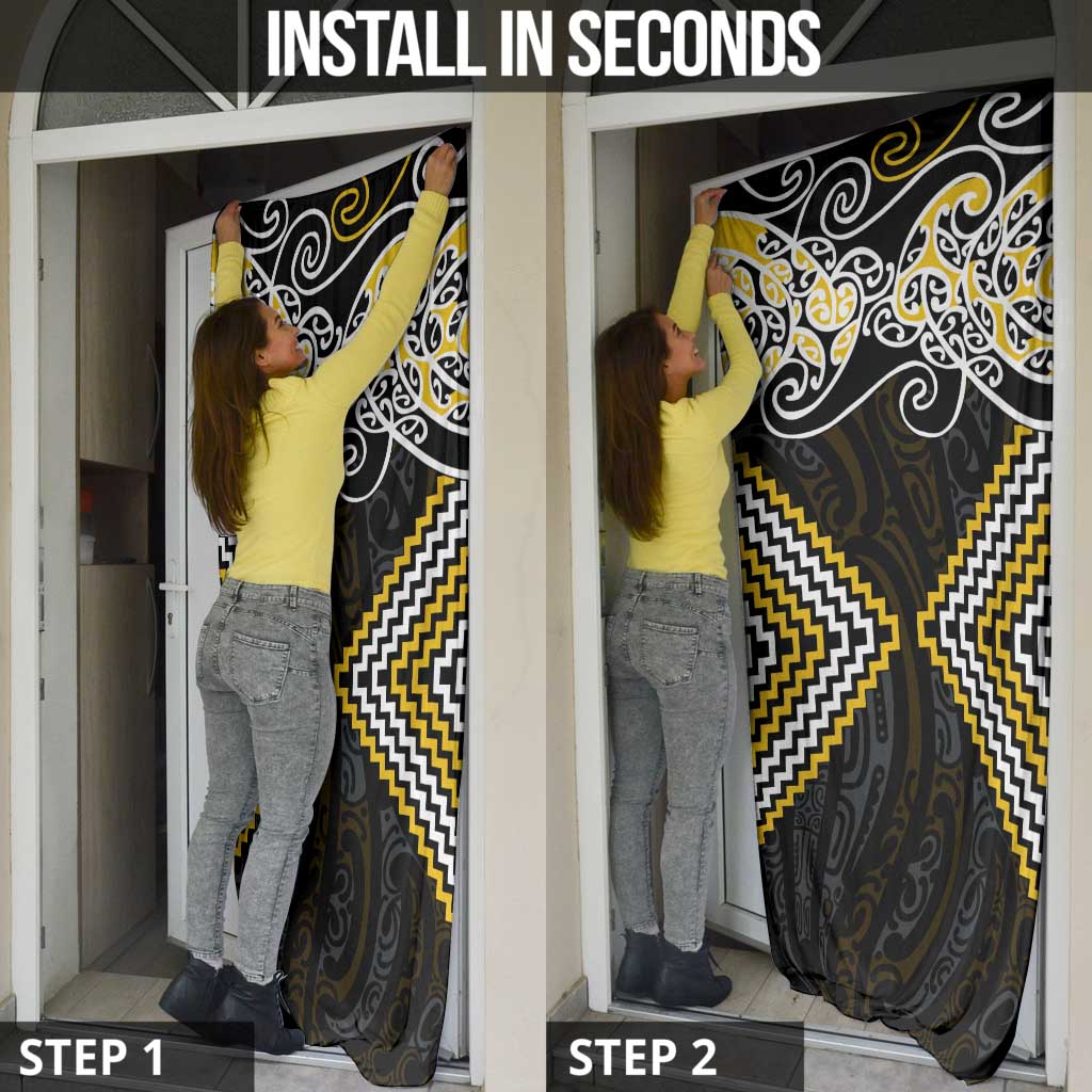 Gold Aotearoa Tukutuku Manawa Tapu Door Cover Ta Moko Toi Maori - Polynesian Pride