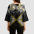 Gold Aotearoa Tukutuku Manawa Tapu Kimono Sleeve Blouse Ta Moko Toi Maori - Polynesian Pride