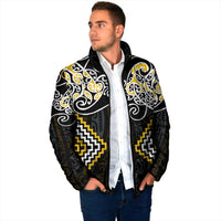 Gold Aotearoa Tukutuku Manawa Tapu Padded Jacket Ta Moko Toi Maori - Polynesian Pride