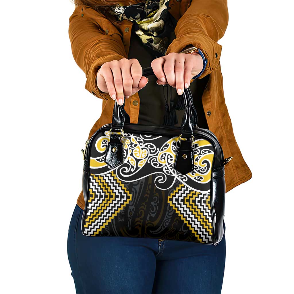 Gold Aotearoa Tukutuku Manawa Tapu Shoulder Handbag Ta Moko Toi Maori LT9 One Size Gold - Polynesian Pride