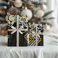 Gold Aotearoa Tukutuku Manawa Tapu Wrapping Paper Ta Moko Toi Maori - Polynesian Pride