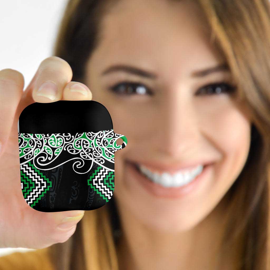 Green Aotearoa Tukutuku Manawa Tapu AirPods Case Ta Moko Toi Maori - Polynesian Pride