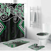 Green Aotearoa Tukutuku Manawa Tapu Bathroom Set Ta Moko Toi Maori - Polynesian Pride