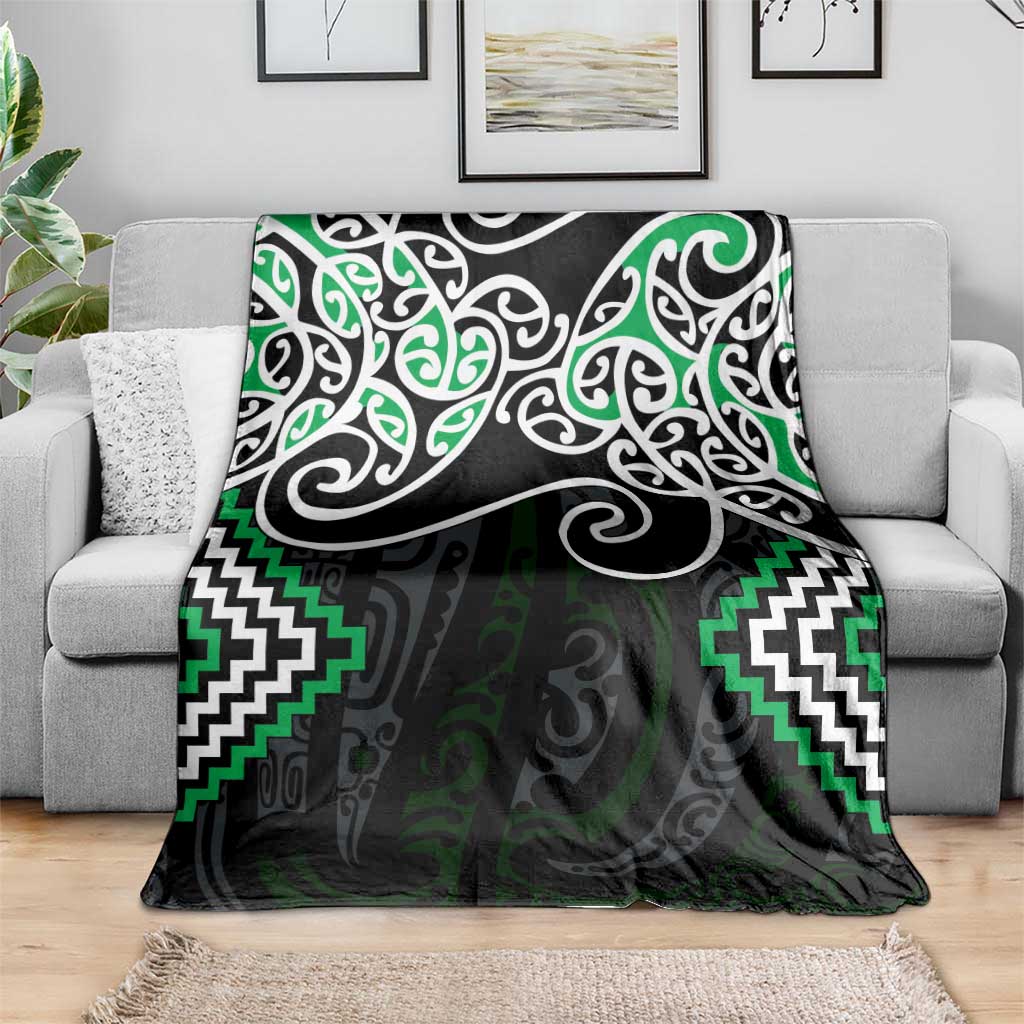 Green Aotearoa Tukutuku Manawa Tapu Blanket Ta Moko Toi Maori