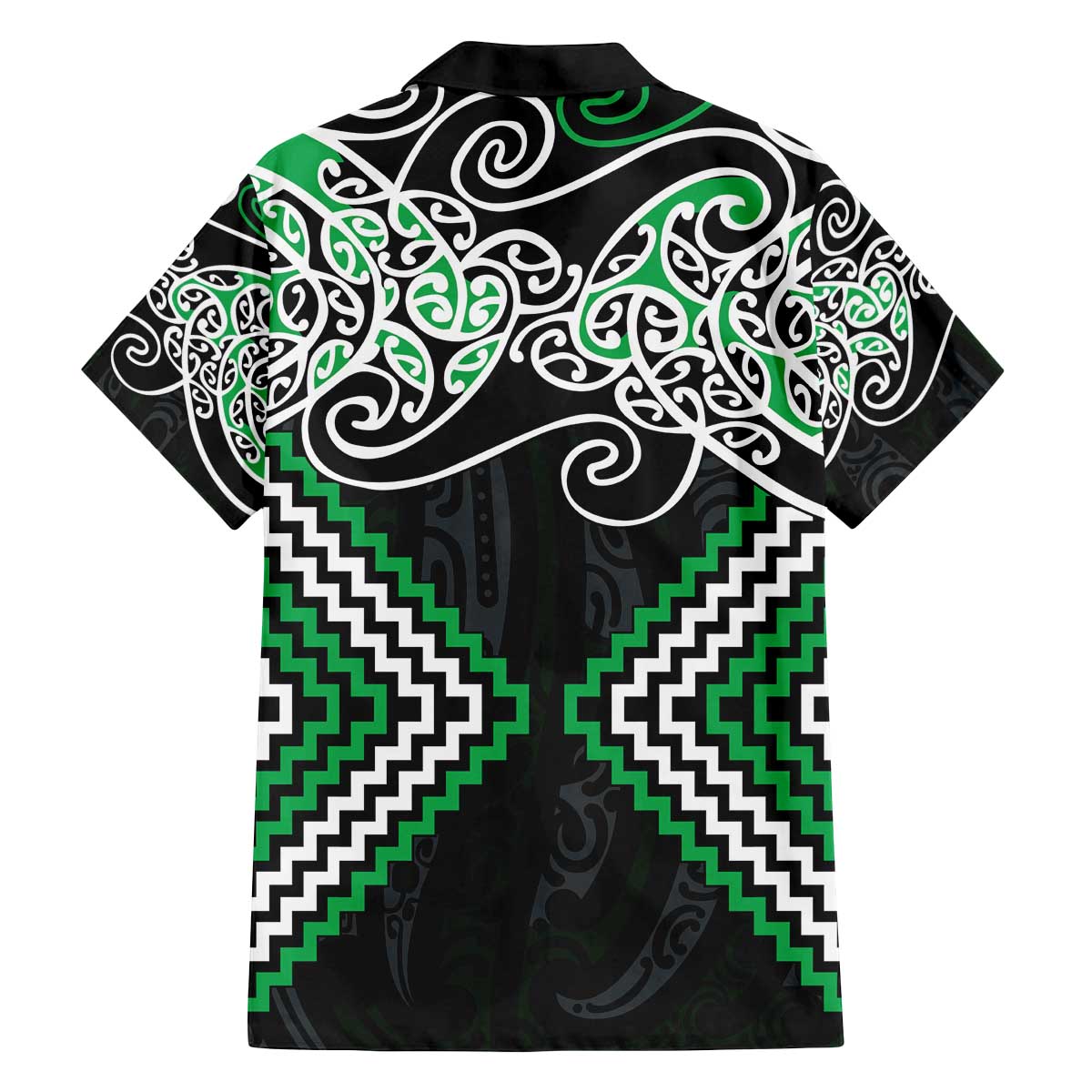Green Aotearoa Tukutuku Manawa Tapu Family Matching Off The Shoulder Long Sleeve Dress and Hawaiian Shirt Ta Moko Toi Maori