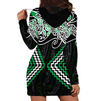 Green Aotearoa Tukutuku Manawa Tapu Hoodie Dress Ta Moko Toi Maori