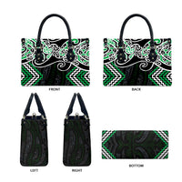 Green Aotearoa Tukutuku Manawa Tapu Leather Bag Ta Moko Toi Maori - Polynesian Pride