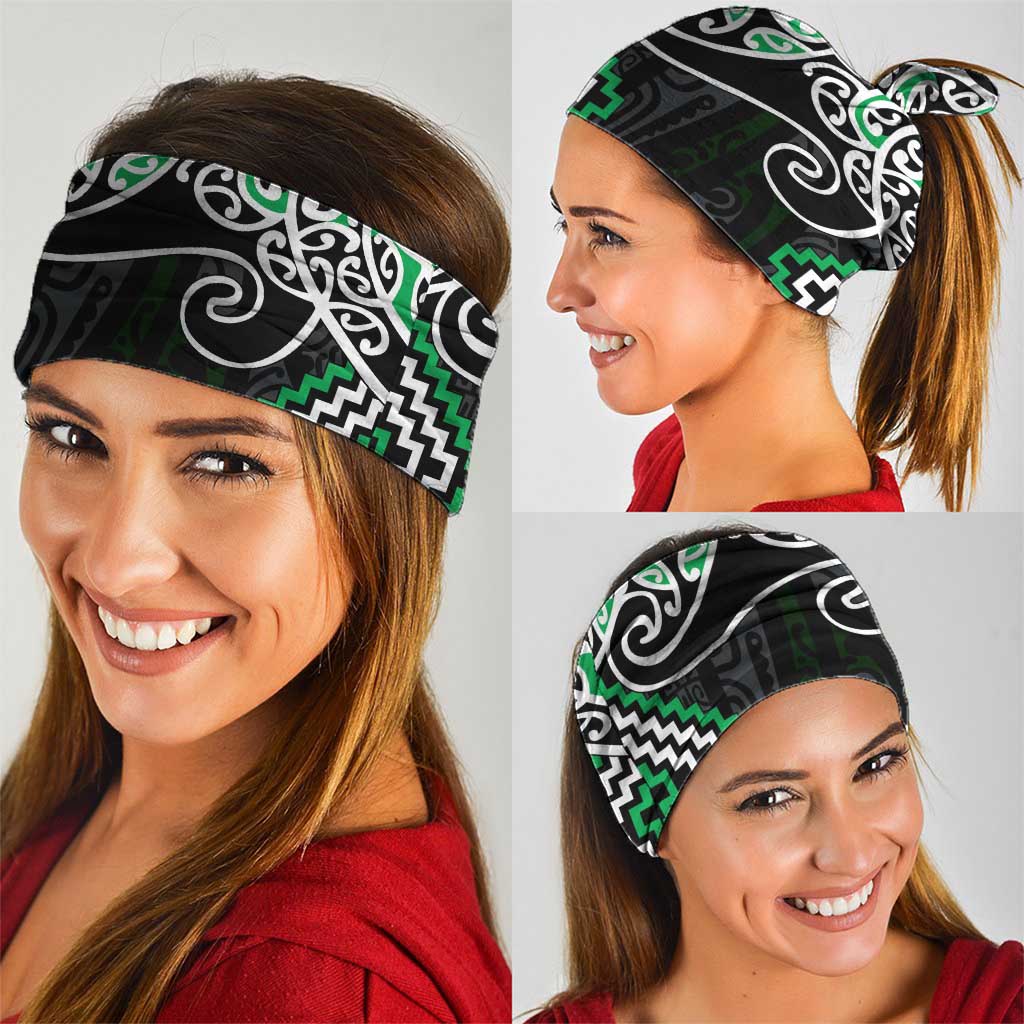 Green Aotearoa Tukutuku Manawa Tapu Neck Gaiter Ta Moko Toi Maori - Polynesian Pride