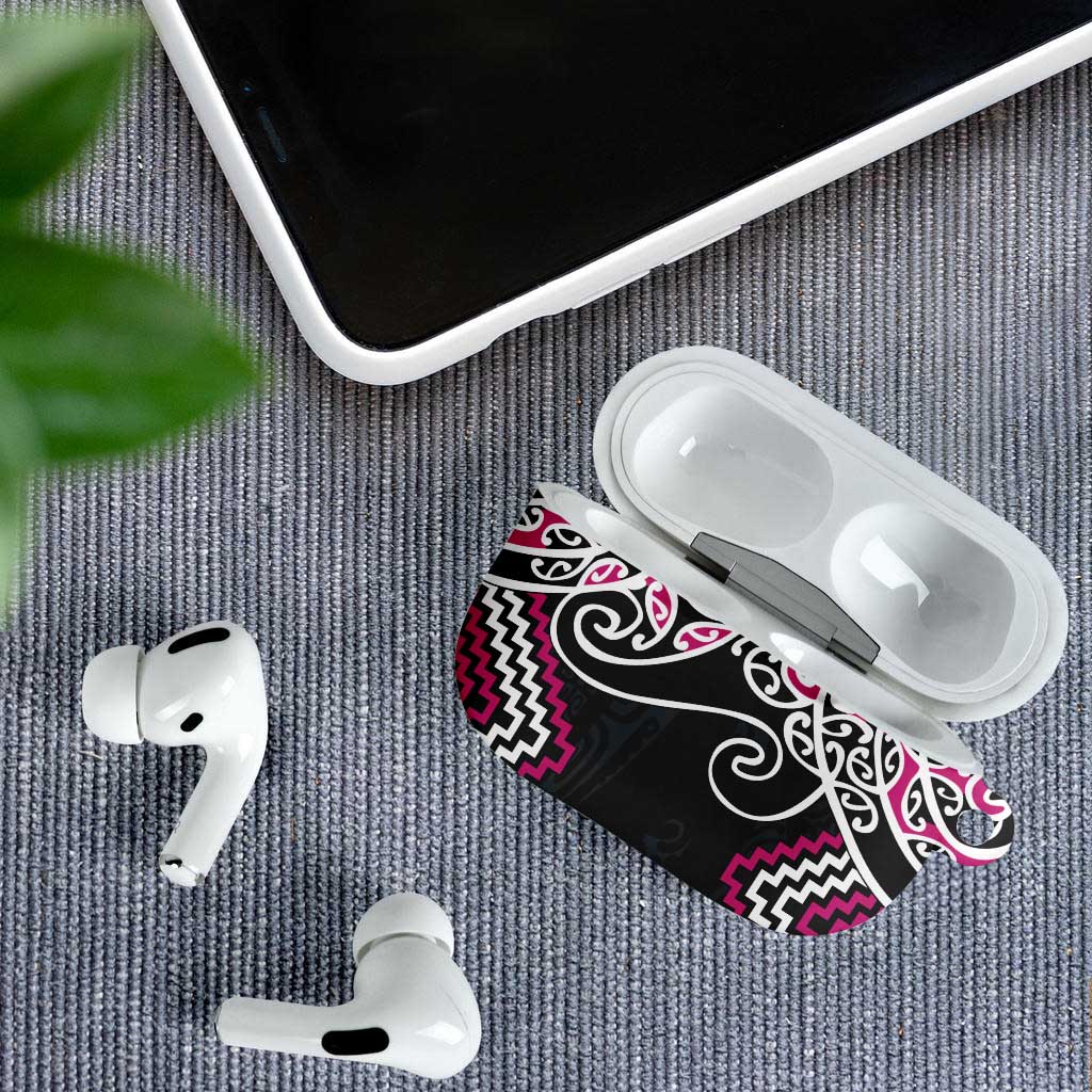 Pink Aotearoa Tukutuku Manawa Tapu AirPods Case Ta Moko Toi Maori - Polynesian Pride