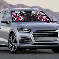Pink Aotearoa Tukutuku Manawa Tapu Auto Sun Shade Ta Moko Toi Maori - Polynesian Pride