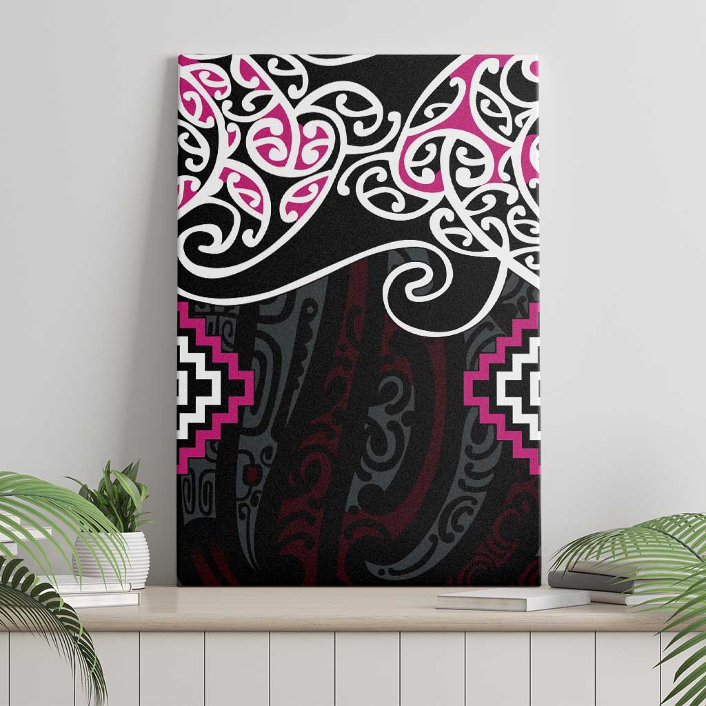 Pink Aotearoa Tukutuku Manawa Tapu Canvas Wall Art Ta Moko Toi Maori