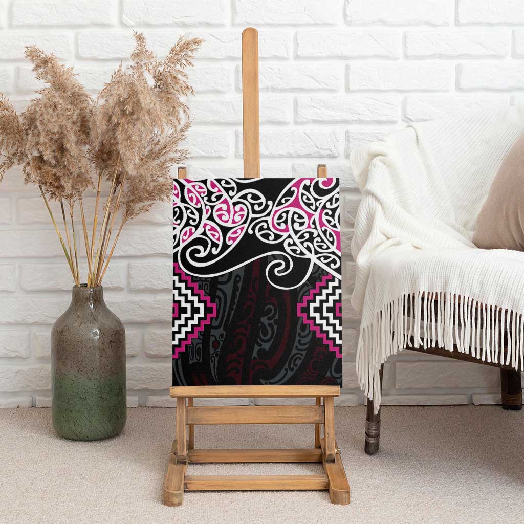 Pink Aotearoa Tukutuku Manawa Tapu Canvas Wall Art Ta Moko Toi Maori