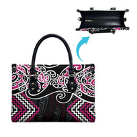 Pink Aotearoa Tukutuku Manawa Tapu Leather Bag Ta Moko Toi Maori - Polynesian Pride