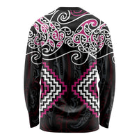 Pink Aotearoa Tukutuku Manawa Tapu Long Sleeve Shirt Ta Moko Toi Maori