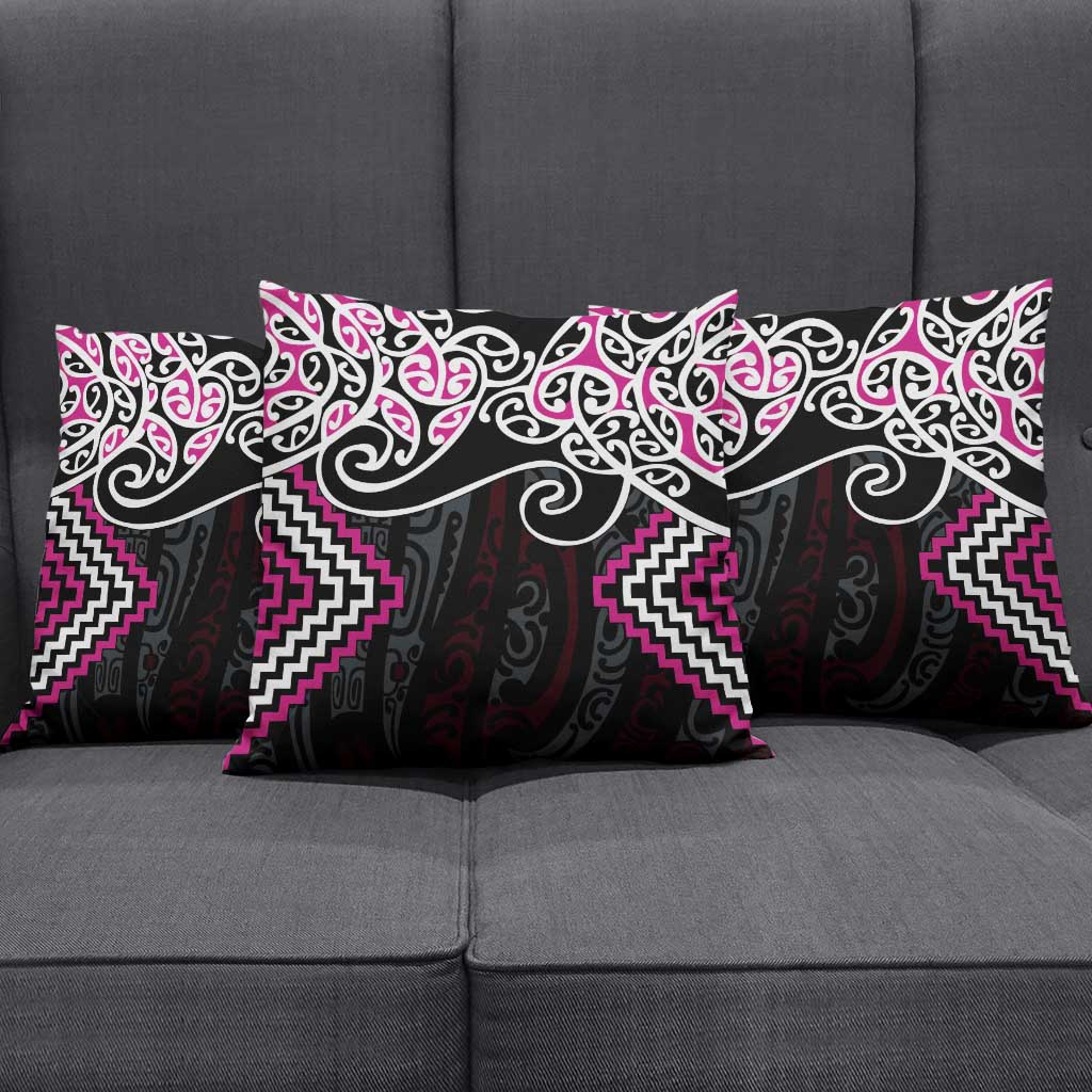 Pink Aotearoa Tukutuku Manawa Tapu Pillow Cover Ta Moko Toi Maori - Polynesian Pride