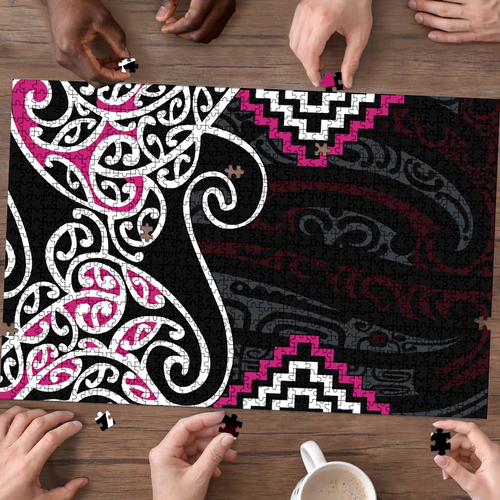 Pink Aotearoa Tukutuku Manawa Tapu Puzzle Ta Moko Toi Maori - Polynesian Pride