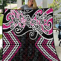 Pink Aotearoa Tukutuku Manawa Tapu Quilt Ta Moko Toi Maori LT9 Pink - Polynesian Pride