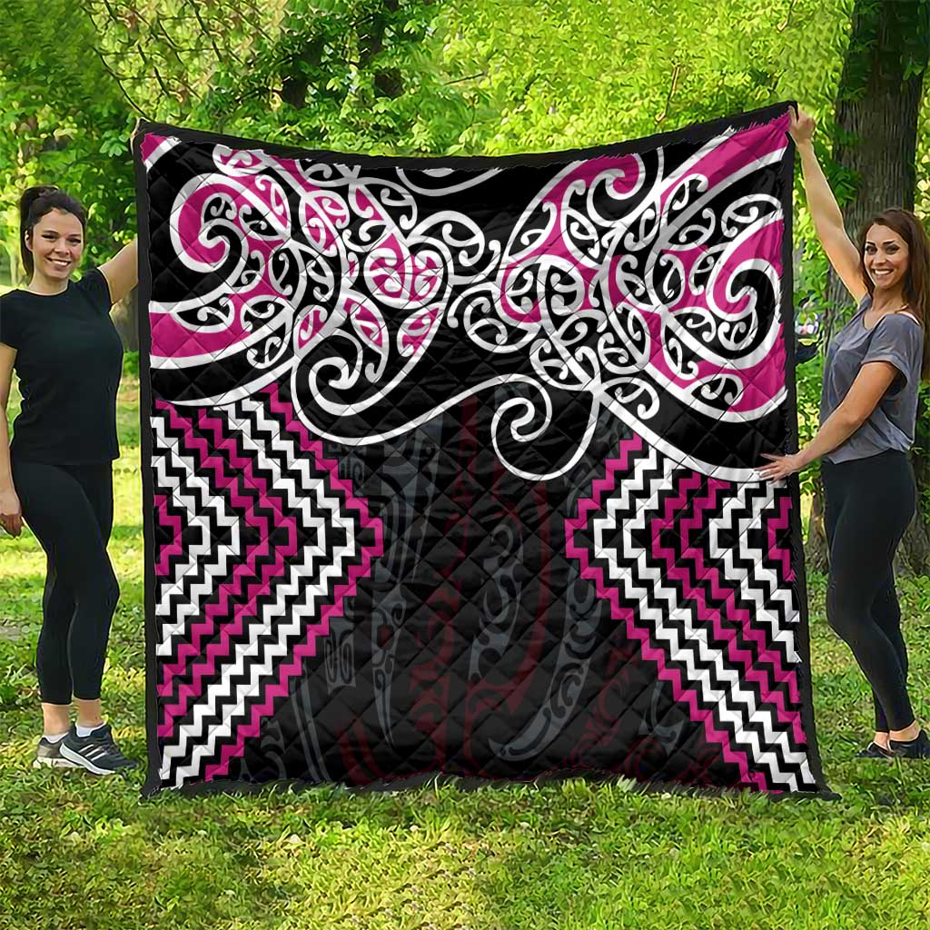 Pink Aotearoa Tukutuku Manawa Tapu Quilt Ta Moko Toi Maori LT9 - Polynesian Pride