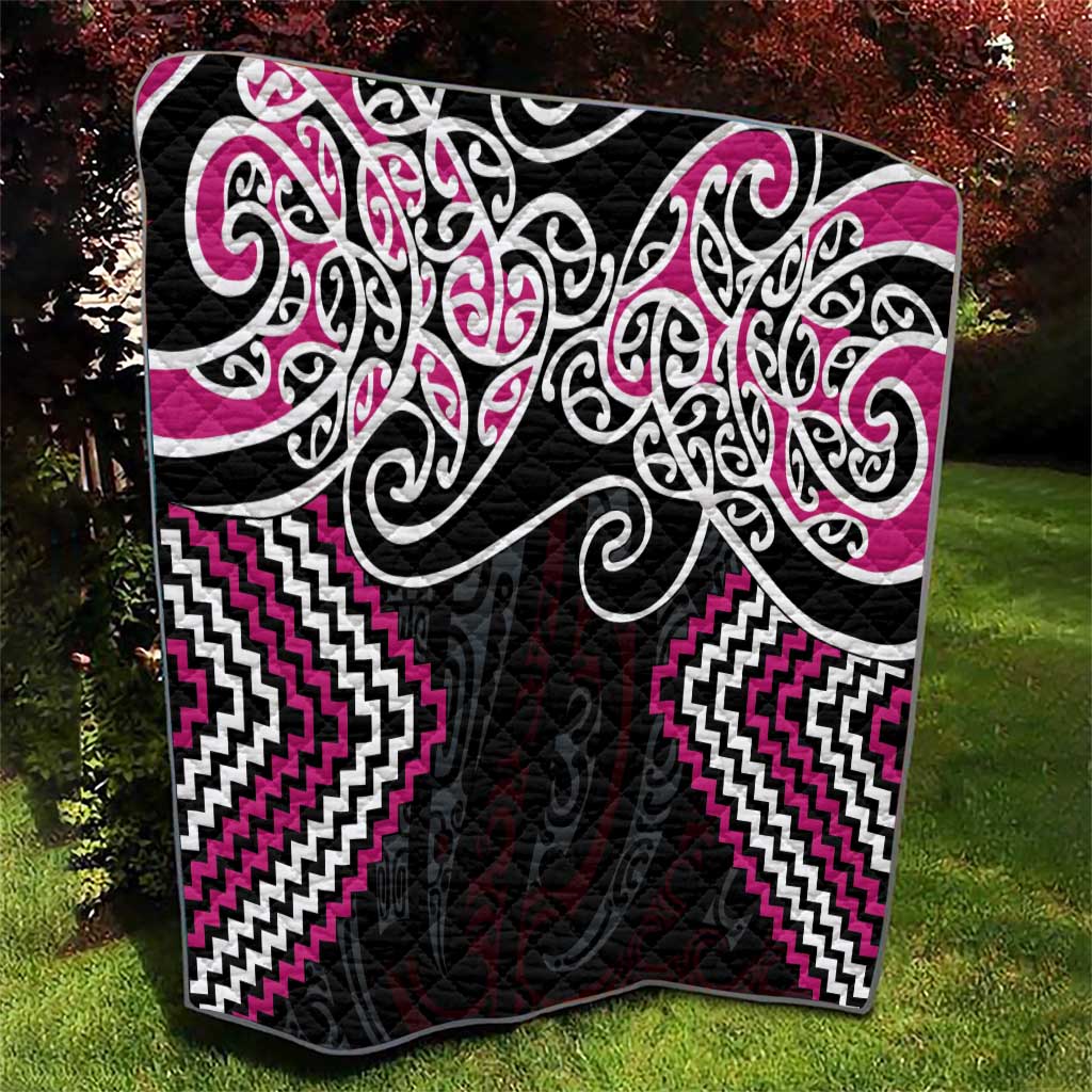 Pink Aotearoa Tukutuku Manawa Tapu Quilt Ta Moko Toi Maori LT9 - Polynesian Pride