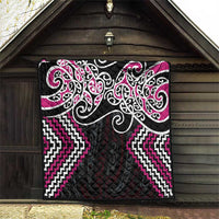 Pink Aotearoa Tukutuku Manawa Tapu Quilt Ta Moko Toi Maori LT9 - Polynesian Pride