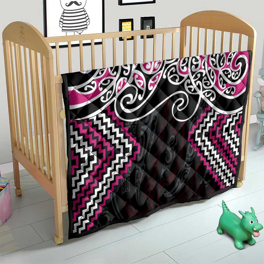 Pink Aotearoa Tukutuku Manawa Tapu Quilt Ta Moko Toi Maori LT9 - Polynesian Pride