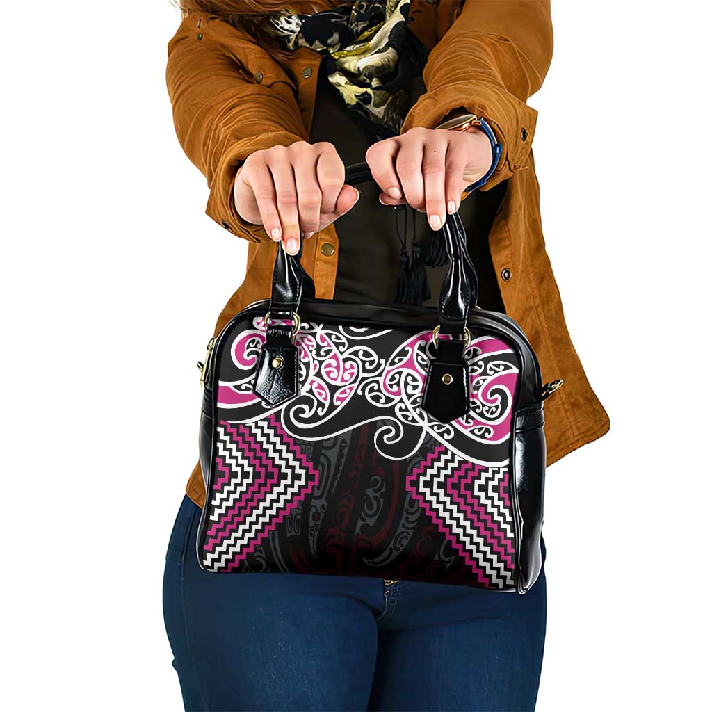Pink Aotearoa Tukutuku Manawa Tapu Shoulder Handbag Ta Moko Toi Maori LT9 One Size Pink - Polynesian Pride