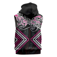 Pink Aotearoa Tukutuku Manawa Tapu Sleeveless Hoodie Ta Moko Toi Maori - Polynesian Pride