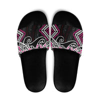 Pink Aotearoa Tukutuku Manawa Tapu Slide Sandals Ta Moko Toi Maori - Polynesian Pride
