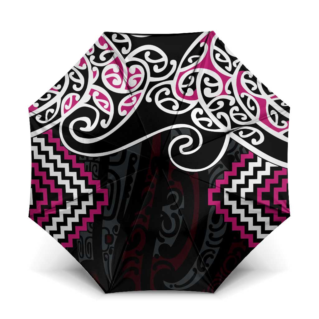 Pink Aotearoa Tukutuku Manawa Tapu Umbrella Ta Moko Toi Maori - Polynesian Pride