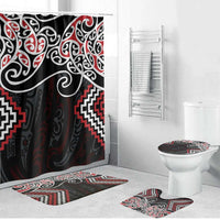 Red Aotearoa Tukutuku Manawa Tapu Bathroom Set Ta Moko Toi Maori - Polynesian Pride
