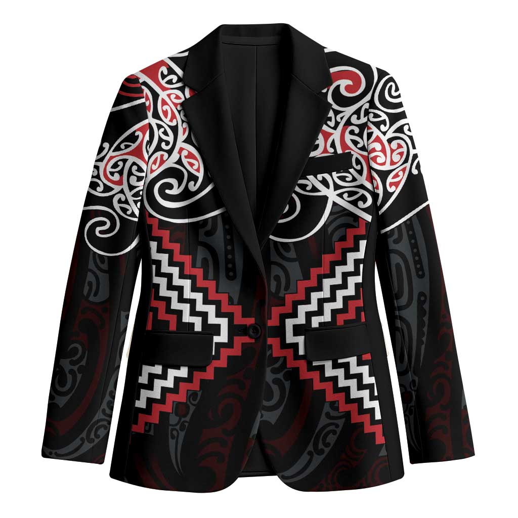 Red Aotearoa Tukutuku Manawa Tapu Blazer Ta Moko Toi Maori - Polynesian Pride