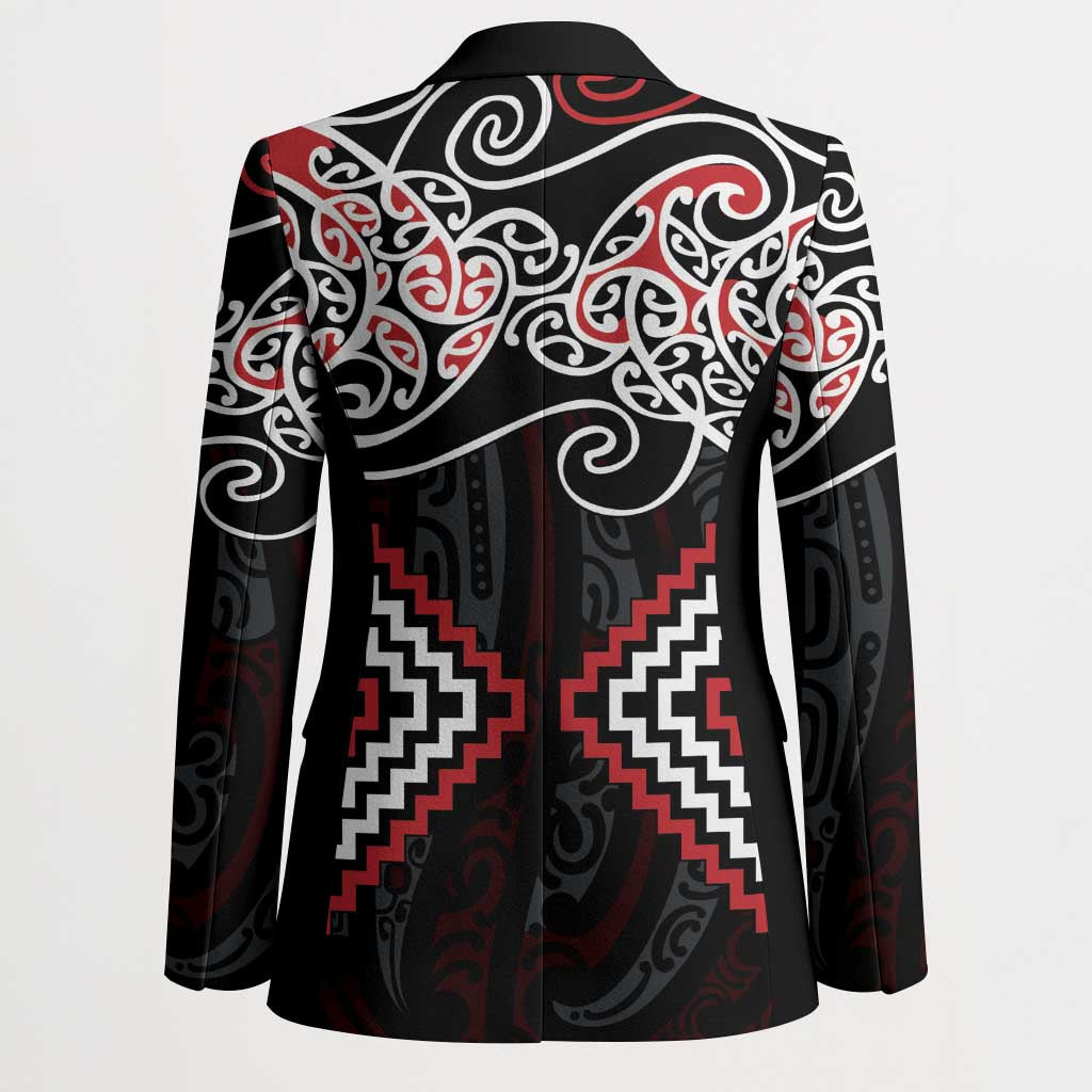 Red Aotearoa Tukutuku Manawa Tapu Blazer Ta Moko Toi Maori - Polynesian Pride