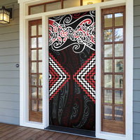Red Aotearoa Tukutuku Manawa Tapu Door Cover Ta Moko Toi Maori - Polynesian Pride