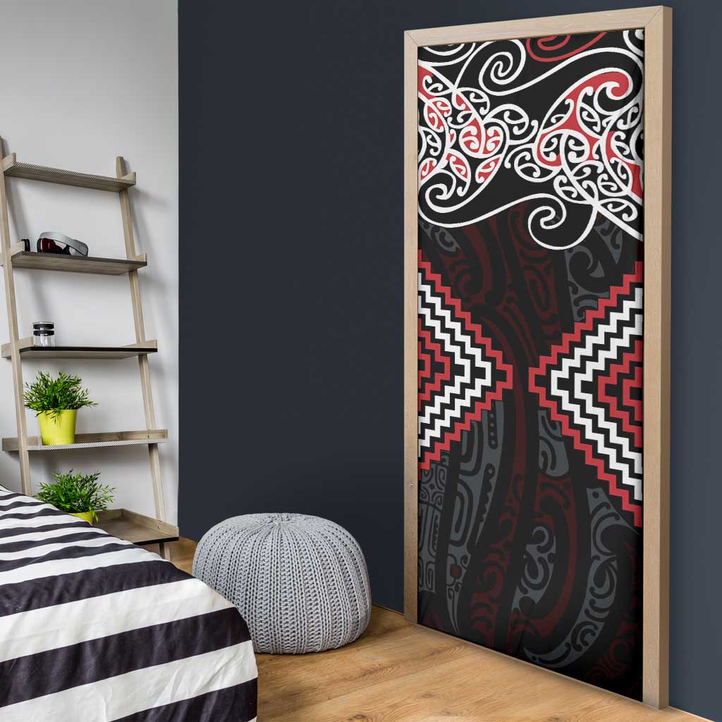 Red Aotearoa Tukutuku Manawa Tapu Door Cover Ta Moko Toi Maori - Polynesian Pride