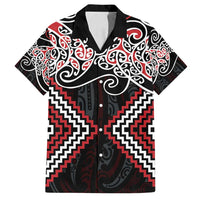 Red Aotearoa Tukutuku Manawa Tapu Family Matching Off Shoulder Maxi Dress and Hawaiian Shirt Ta Moko Toi Maori