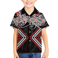 Red Aotearoa Tukutuku Manawa Tapu Family Matching Puletasi and Hawaiian Shirt Ta Moko Toi Maori