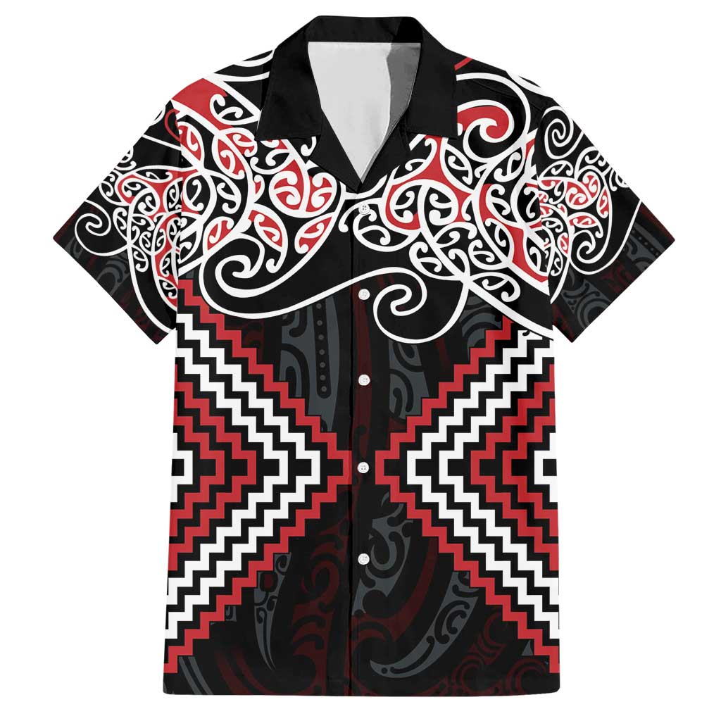 Red Aotearoa Tukutuku Manawa Tapu Family Matching Short Sleeve Bodycon Dress and Hawaiian Shirt Ta Moko Toi Maori