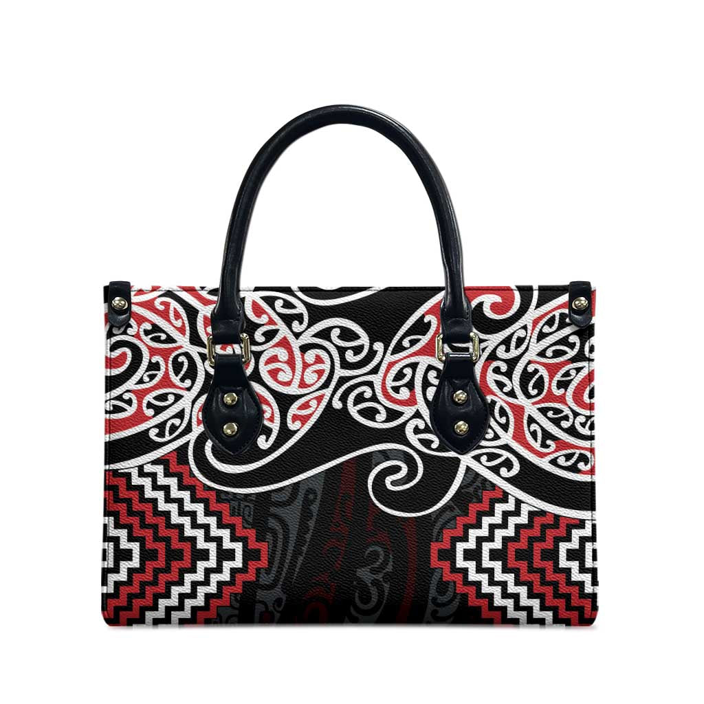 Red Aotearoa Tukutuku Manawa Tapu Leather Bag Ta Moko Toi Maori - Polynesian Pride