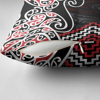 Red Aotearoa Tukutuku Manawa Tapu Pillow Cover Ta Moko Toi Maori - Polynesian Pride