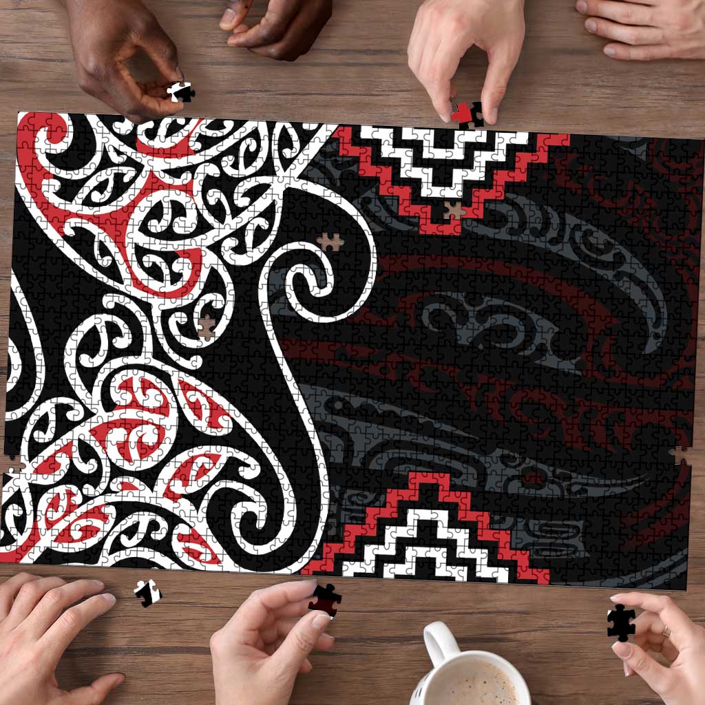 Red Aotearoa Tukutuku Manawa Tapu Puzzle Ta Moko Toi Maori - Polynesian Pride