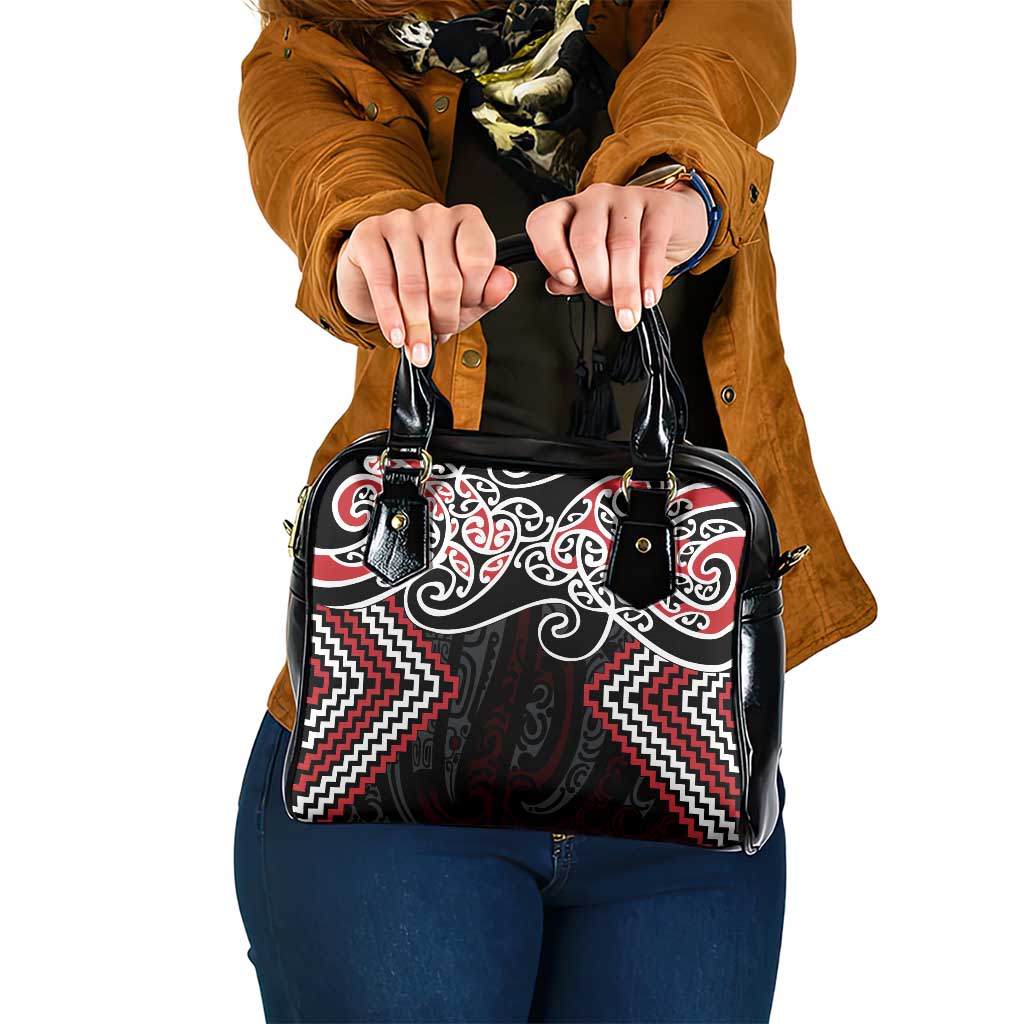 Red Aotearoa Tukutuku Manawa Tapu Shoulder Handbag Ta Moko Toi Maori LT9 One Size Red - Polynesian Pride