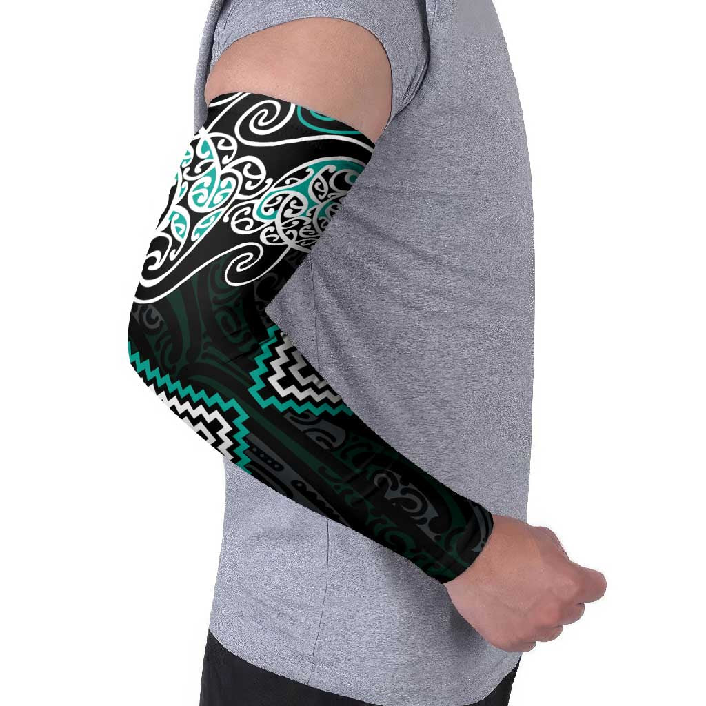 Turquoise Aotearoa Tukutuku Manawa Tapu Arm Sleeves Ta Moko Toi Maori - Polynesian Pride