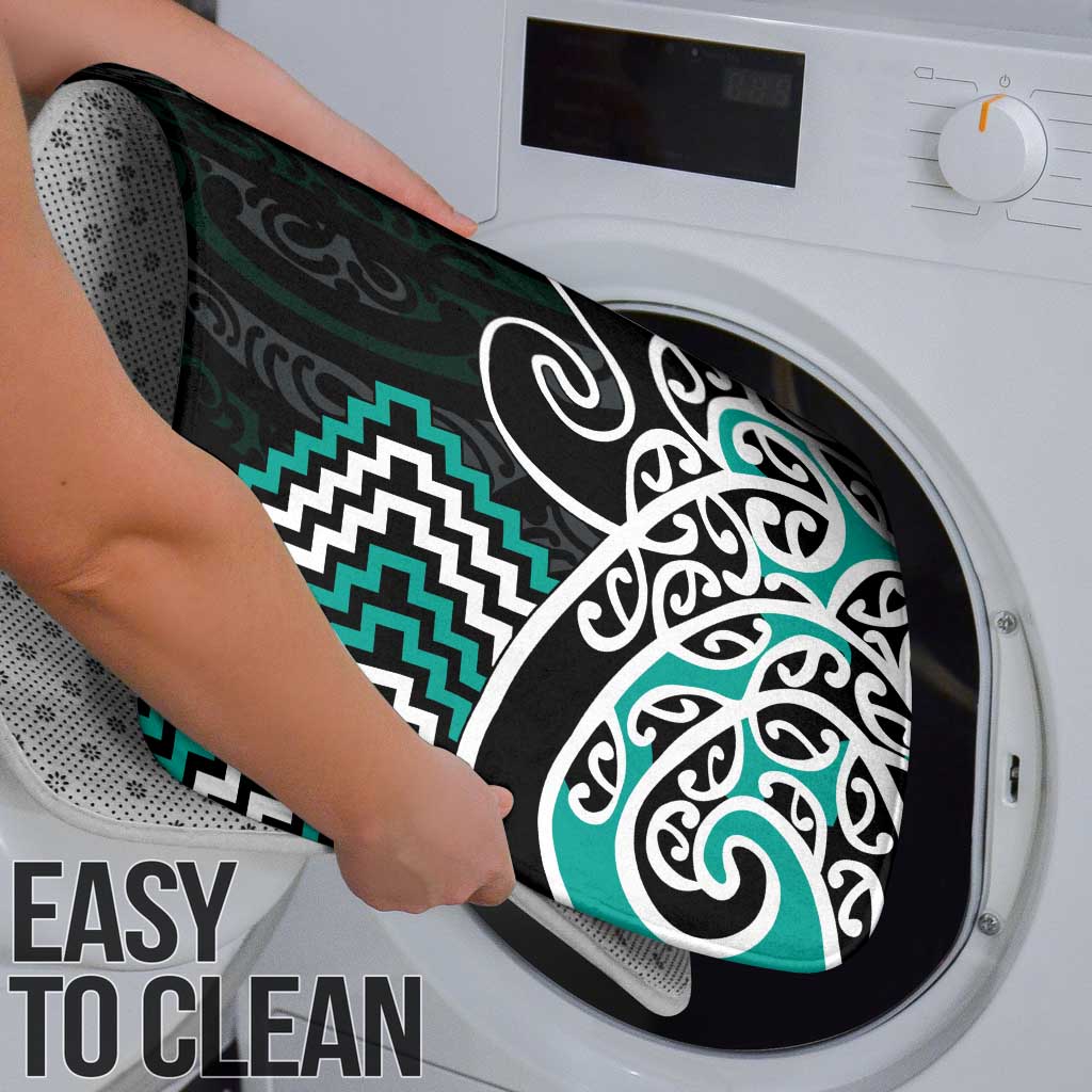 Turquoise Aotearoa Tukutuku Manawa Tapu Bathroom Set Ta Moko Toi Maori - Polynesian Pride