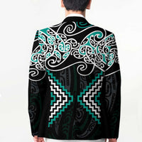 Turquoise Aotearoa Tukutuku Manawa Tapu Blazer Ta Moko Toi Maori - Polynesian Pride