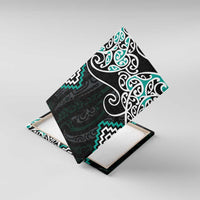 Turquoise Aotearoa Tukutuku Manawa Tapu Canvas Wall Art Ta Moko Toi Maori