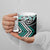 Turquoise Aotearoa Tukutuku Manawa Tapu Ceramic Mug Ta Moko Toi Maori - Polynesian Pride