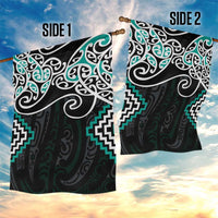 Turquoise Aotearoa Tukutuku Manawa Tapu Garden Flag Ta Moko Toi Maori