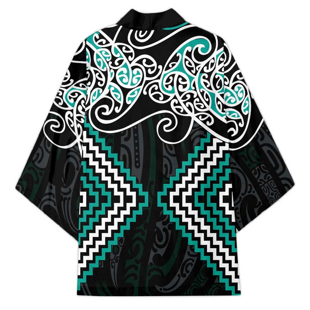Turquoise Aotearoa Tukutuku Manawa Tapu Kimono Ta Moko Toi Maori - Polynesian Pride