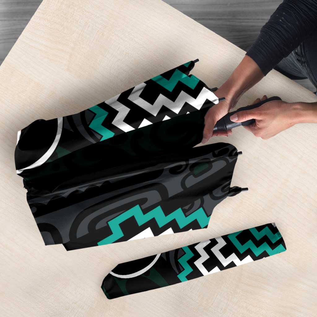 Turquoise Aotearoa Tukutuku Manawa Tapu Umbrella Ta Moko Toi Maori - Polynesian Pride