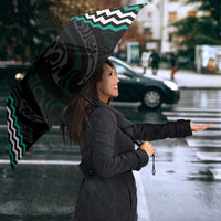 Turquoise Aotearoa Tukutuku Manawa Tapu Umbrella Ta Moko Toi Maori - Polynesian Pride